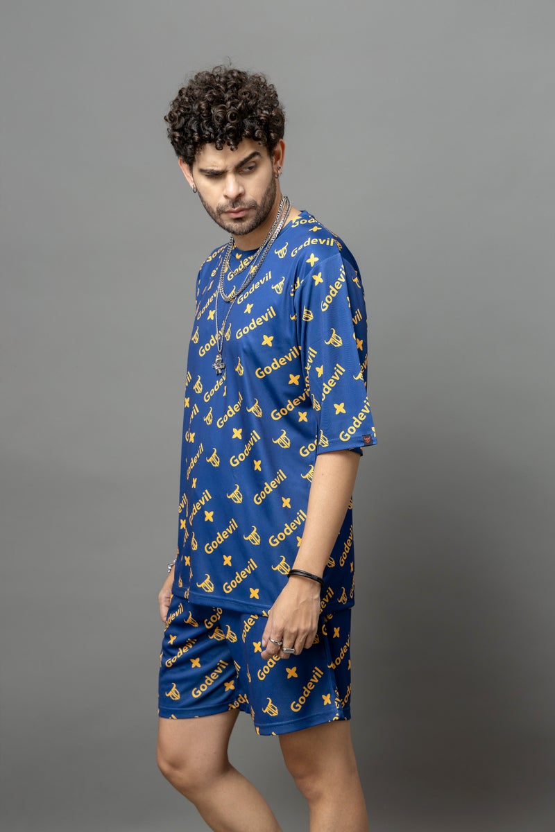 Go Devil Printed Blue Co-Ord Set For Men - Image 2
